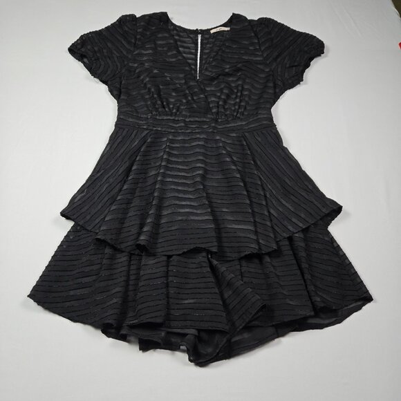 Mi‎ Ami Black Tiered Romper L Coquette Balletcore Date Night Party - Picture 11 of 12